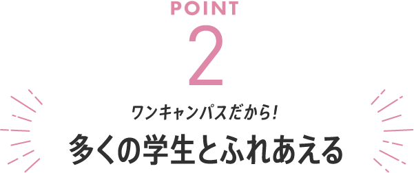 POINT2 ワンキャンパスだから!多くの学生とふれあえる