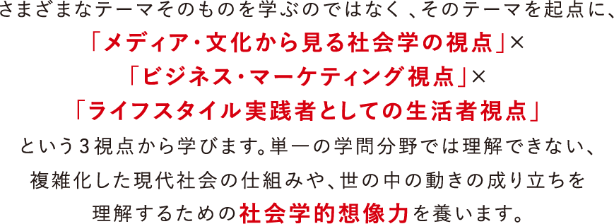 「メディア・文化から見る社会学の視点」×「ビジネス・マーケティング視点」×「ライフスタイル実践者としての生活者視点」