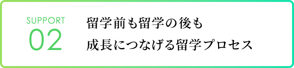 SUPPORT 02｜留学前も留学の後も成長につなげる留学プロセス